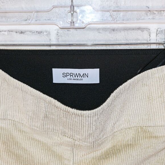 SPRWMN Los Angeles Women's Ankle Flare Corduroy Pants in Beige size Small $275 - Picture 2 of 13